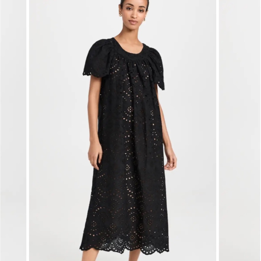 Natalie Martin midi black eyelet dress. xs. Worn once.  Like new